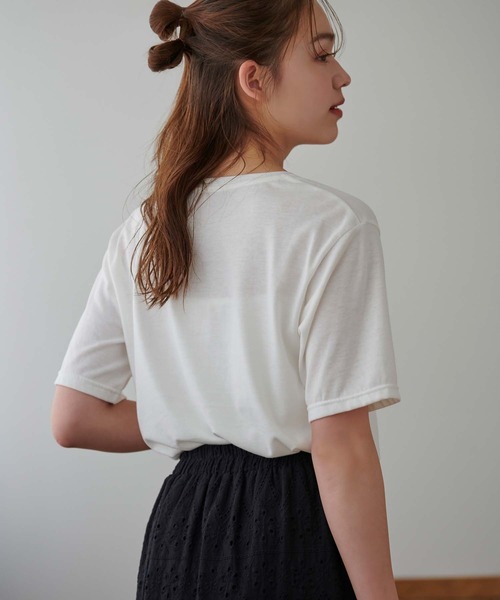 Edit Sheen(エディットシーン)の「メルシーロゴTシャツ(Tシャツ/カットソー・レディース・ホワイト/チャコールグレー・M)」の6枚目の写真