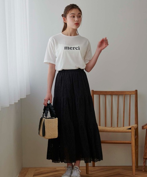 Edit Sheen(エディットシーン)の「メルシーロゴTシャツ(Tシャツ/カットソー・レディース・ホワイト/チャコールグレー・M)」の9枚目の写真