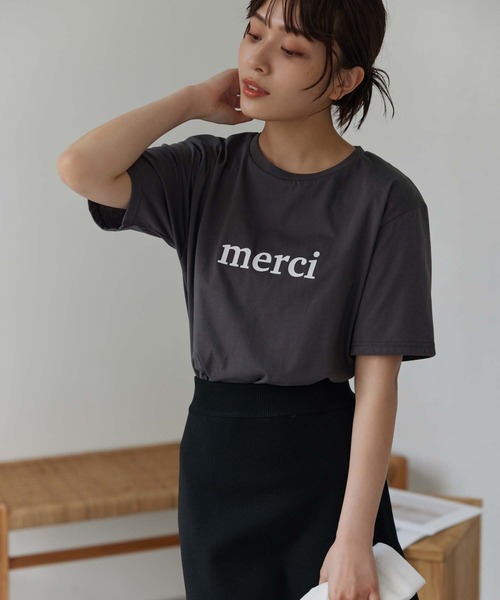 Edit Sheen(エディットシーン)の「メルシーロゴTシャツ(Tシャツ/カットソー・レディース・ホワイト/チャコールグレー・M)」の18枚目の写真