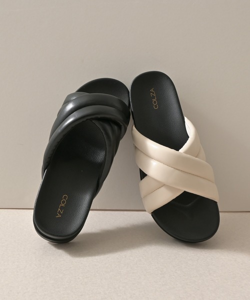 Honeys(ハニーズ)の「パデッドフラットサンダル(サンダル・レディース・ホワイト/ブラック・S/M/L)」の9枚目の写真