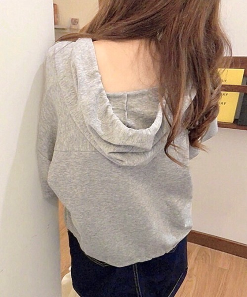SHEENA(シーナ)の「裾ドロスト半袖パーカー(Tシャツ/カットソー・レディース・ライトパープル/オレンジ/ホワイト/グレー・M)」の16枚目の写真