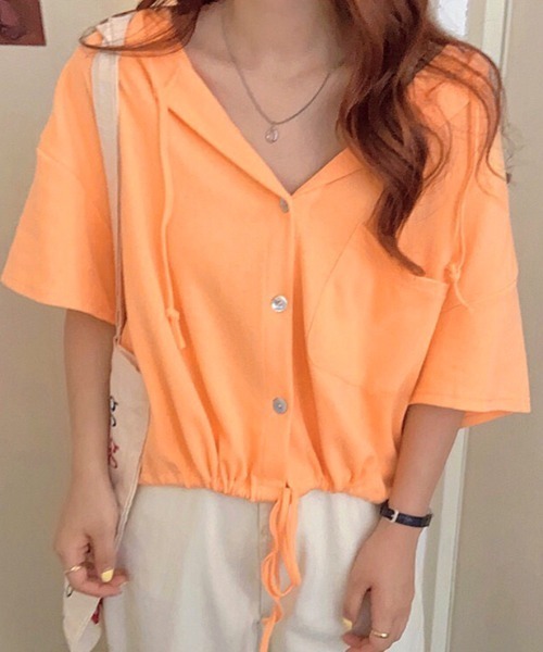 SHEENA(シーナ)の「裾ドロスト半袖パーカー(Tシャツ/カットソー・レディース・ライトパープル/オレンジ/ホワイト/グレー・M)」の17枚目の写真