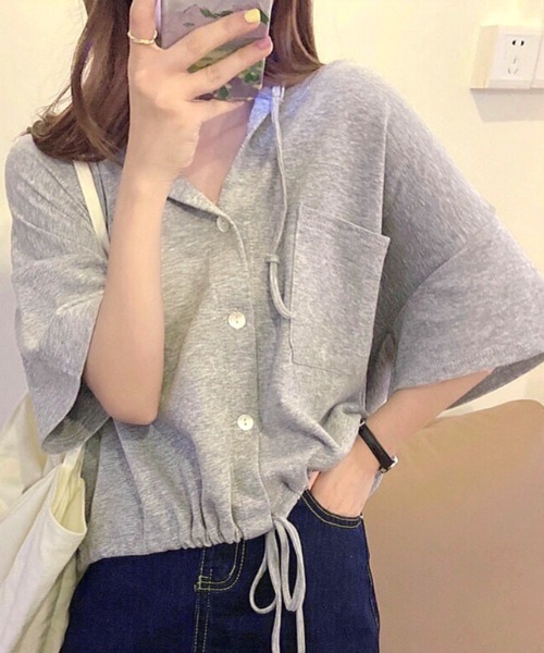 SHEENA(シーナ)の「裾ドロスト半袖パーカー(Tシャツ/カットソー・レディース・ライトパープル/オレンジ/ホワイト/グレー・M)」の14枚目の写真