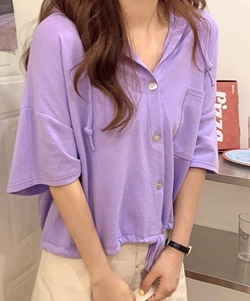 SHEENA(シーナ)の「裾ドロスト半袖パーカー(Tシャツ/カットソー・レディース・ライトパープル/オレンジ/ホワイト/グレー・M)」の20枚目の写真