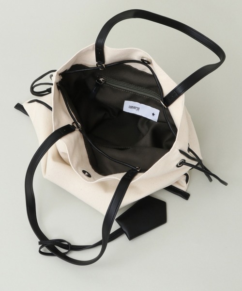 CONVERSE TOKYO(コンバーストウキョウ)の「【CONVERSE TOKYO/コンバーストウキョウ】CANVAS GATHERED TOTE BAG(トートバッグ・レディース・ブラック/ベージュ/カーキ/ブラック系その他・FREE)」の7枚目の写真