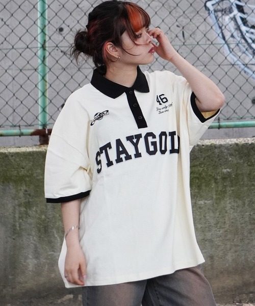 STAY GOLD（ステイゴールド）の「【STAYGOLD】ヘビーウェイト ビッグポロ / Heavyweight big polo（Tシャツ/カットソー・メンズ・ナチュラル/ワイン/ネイビー/グリーン・FREE）」の22枚目の写真