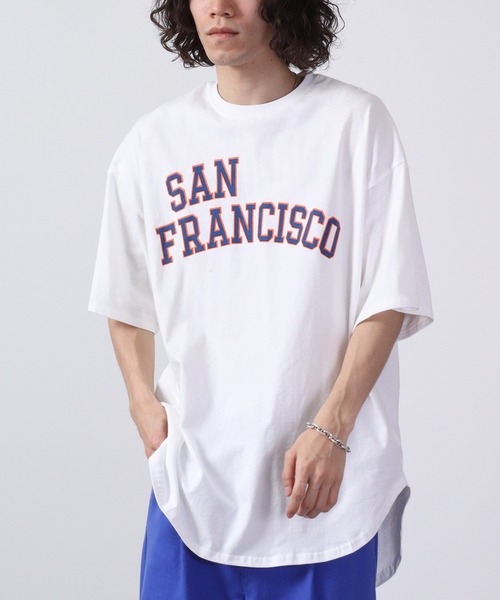 FUNALIVE(ファンアライブ)の「ラウンドヘム半袖プリントTシャツ(Tシャツ/カットソー・メンズ・ベージュ/ネイビー/オレンジ/ミント/チャコール/ホワイト/グリーン/ベージュ系/グリーン系/チャコールグレー/杢グレー/グリーン系1/ネイビー系/ホワイト系/ホワイト系1/ホワイト系2・L/XL/M)」の3枚目の写真