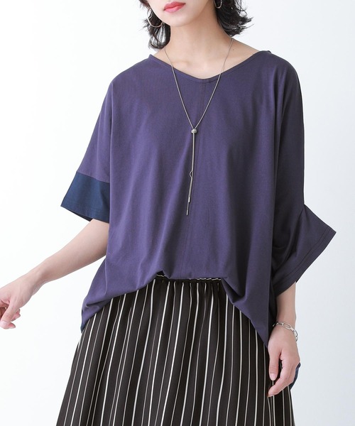 n'OrLABEL（ノアールレーベル）の「【廃盤】『前後2way配色アシメデザインカットソー』（Tシャツ/カットソー・レディース・パープル/グレイッシュベージュ・FREE）」の2枚目の写真