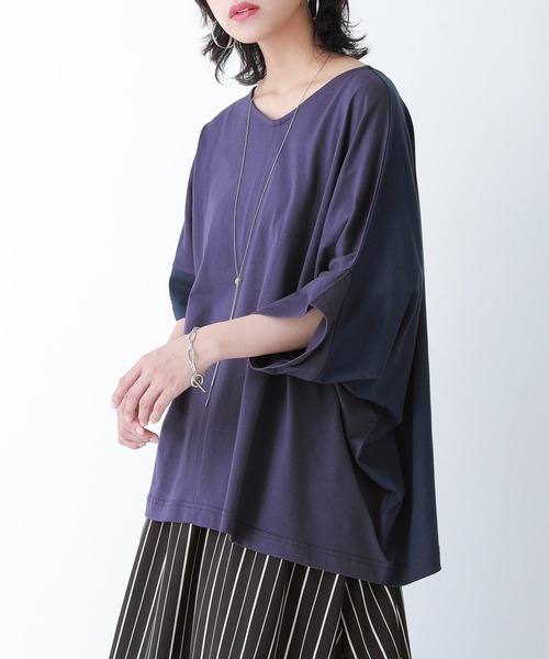 n'OrLABEL（ノアールレーベル）の「【廃盤】『前後2way配色アシメデザインカットソー』（Tシャツ/カットソー・レディース・パープル/グレイッシュベージュ・FREE）」の5枚目の写真