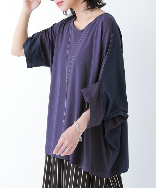 n'OrLABEL（ノアールレーベル）の「【廃盤】『前後2way配色アシメデザインカットソー』（Tシャツ/カットソー・レディース・パープル/グレイッシュベージュ・FREE）」の3枚目の写真