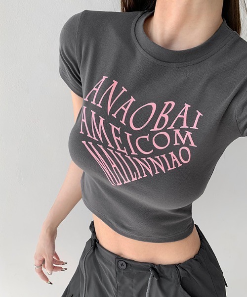 Vipoa(ヴィポア)の「ハートロゴクロップドTシャツ(Tシャツ/カットソー・レディース・ピンク/ホワイト/グレー/ブラック・FREE)」の8枚目の写真