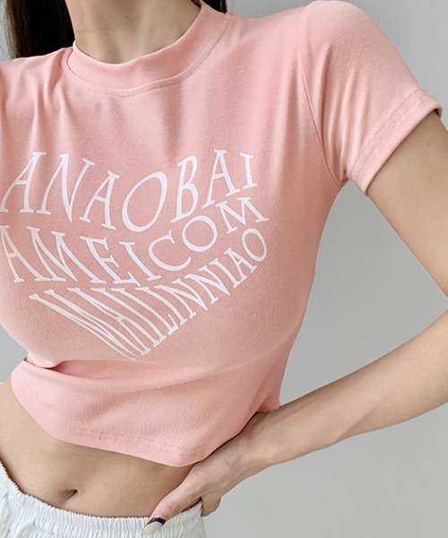 Vipoa(ヴィポア)の「ハートロゴクロップドTシャツ(Tシャツ/カットソー・レディース・ピンク/ホワイト/グレー/ブラック・FREE)」の10枚目の写真