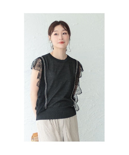 Sawa a la mode(サワアラモード)の「レーススリーブサマーニットトップス(ニット/セーター・レディース・ブラック/ピンク・FREE)」の16枚目の写真