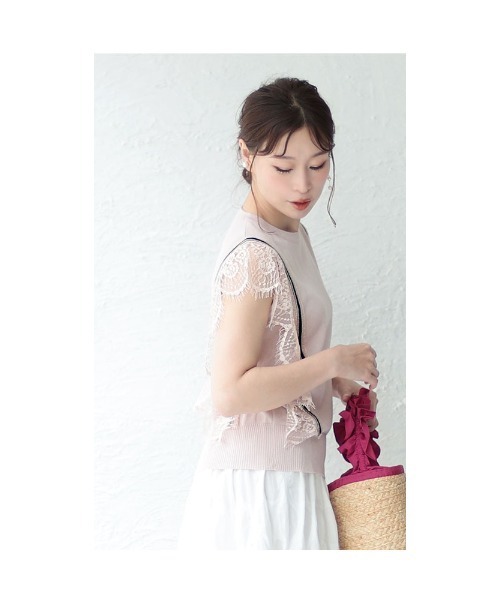 Sawa a la mode(サワアラモード)の「レーススリーブサマーニットトップス(ニット/セーター・レディース・ブラック/ピンク・FREE)」の21枚目の写真