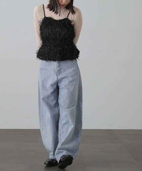 FREE'S MART（フリーズマート）の「◆チュールスモッキングキャミビスチェ（キャミソール・レディース・ブラック/ホワイト・FREE）」の10枚目の写真