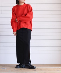 ボトルネックスカシデザインプルオーバー
