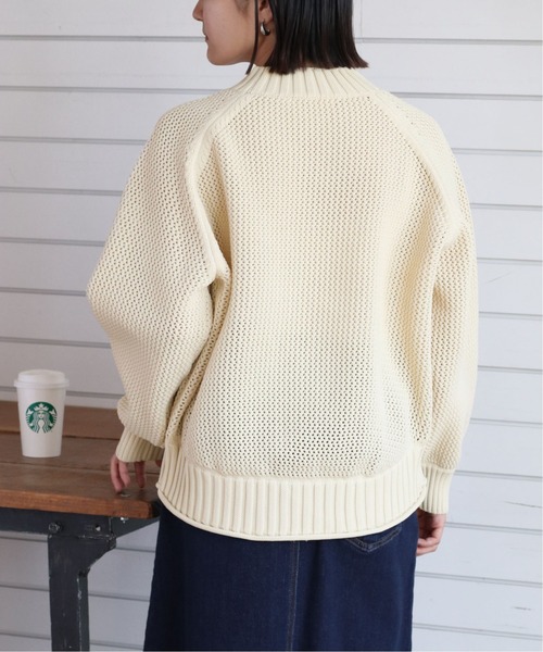cepo(セポ)の「ボトルネックスカシデザインプルオーバー(ニット/セーター・レディース・レッド/ライム/オフホワイト/チャコール・M)」の14枚目の写真
