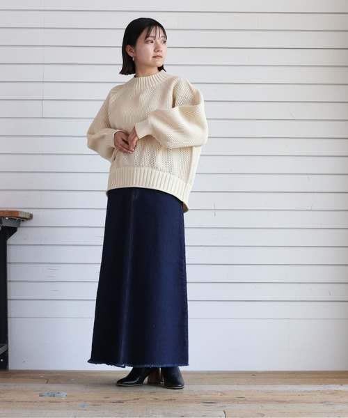 cepo(セポ)の「ボトルネックスカシデザインプルオーバー(ニット/セーター・レディース・レッド/ライム/オフホワイト/チャコール・M)」の15枚目の写真