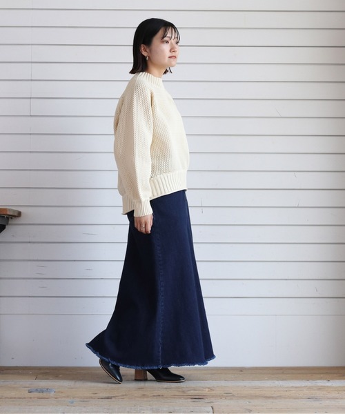 cepo(セポ)の「ボトルネックスカシデザインプルオーバー(ニット/セーター・レディース・レッド/ライム/オフホワイト/チャコール・M)」の16枚目の写真