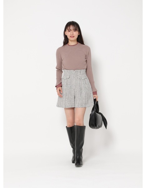 mysty woman(ミスティウーマン)の「ツイードショートパンツ 977535(その他パンツ・レディース・ブラック/オフホワイト・FREE)」の4枚目の写真