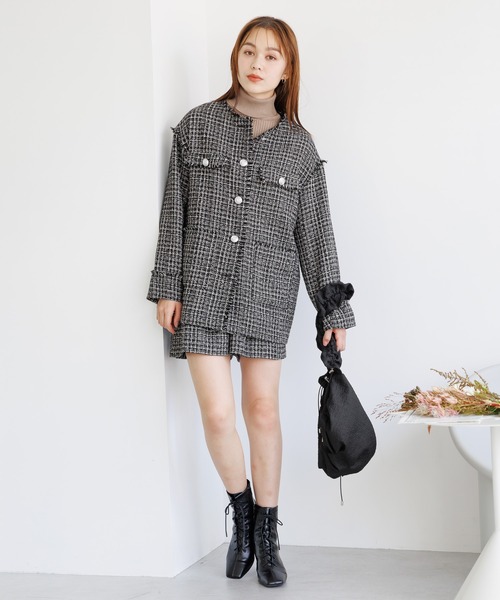 mysty woman(ミスティウーマン)の「ツイードショートパンツ 977535(その他パンツ・レディース・ブラック/オフホワイト・FREE)」の22枚目の写真