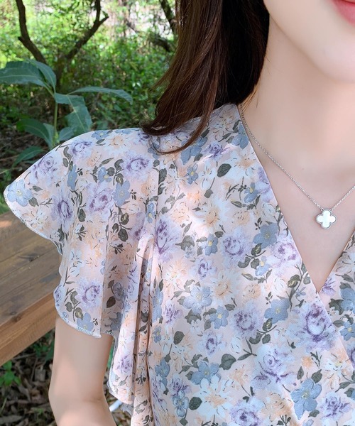 DAY CLOSET(デイ クローゼット)の「レディース フラワー柄シャーリングフリルワンピース(ワンピース・レディース・ピンク系その他・S/XL/M/L)」の13枚目の写真