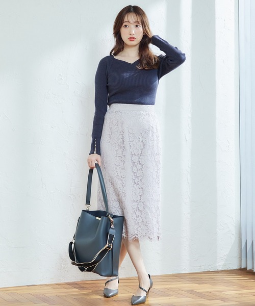 12Twelve Agenda（トゥエルブ　アジェンダ）の「【ロングセラー】ハートネック袖口アソートパールリブニットプルオーバー（ニット/セーター・レディース・ブラック/オフホワイト/ブルー/チャコールグレー/ピンク/ベージュ/オレンジ/ラベンダー・M）」の18枚目の写真