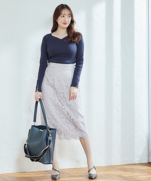 12Twelve Agenda（トゥエルブ　アジェンダ）の「【ロングセラー】ハートネック袖口アソートパールリブニットプルオーバー（ニット/セーター・レディース・ブラック/オフホワイト/ブルー/チャコールグレー/ピンク/ベージュ/オレンジ/ラベンダー・M）」の19枚目の写真