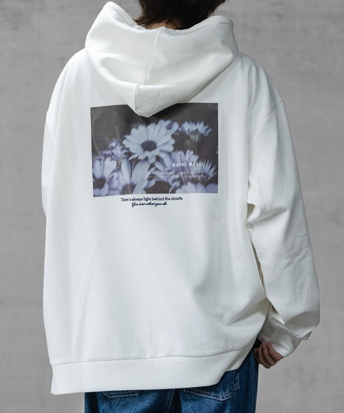 Naive magic（ナイーブマジック）の「【1】シルクタッチダンボールニット バックフォトプリント HOODIE（パーカー・メンズ・ブラック/ブルー/グレイッシュベージュ/ホワイト・LARGE/MEDIUM）」の7枚目の写真