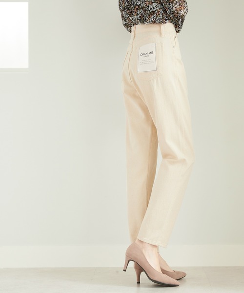CHAN ME(チャンミ)の「テーパードデニムパンツ【ショート丈】(デニムパンツ・レディース・ダークネイビー/インディゴブルー/ブルー/ブラック系その他/アイボリー/ライトブルー/ブラック/サックスブルー・MEDIUM/LARGE/X-LARGE/X-SMALL/SMALL)」の2枚目の写真