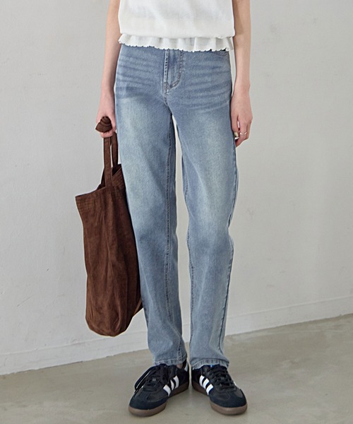CHAN ME(チャンミ)の「テーパードデニムパンツ【ショート丈】(デニムパンツ・レディース・ダークネイビー/インディゴブルー/ブルー/ブラック系その他/アイボリー/ライトブルー/ブラック/サックスブルー・MEDIUM/LARGE/X-LARGE/X-SMALL/SMALL)」の18枚目の写真