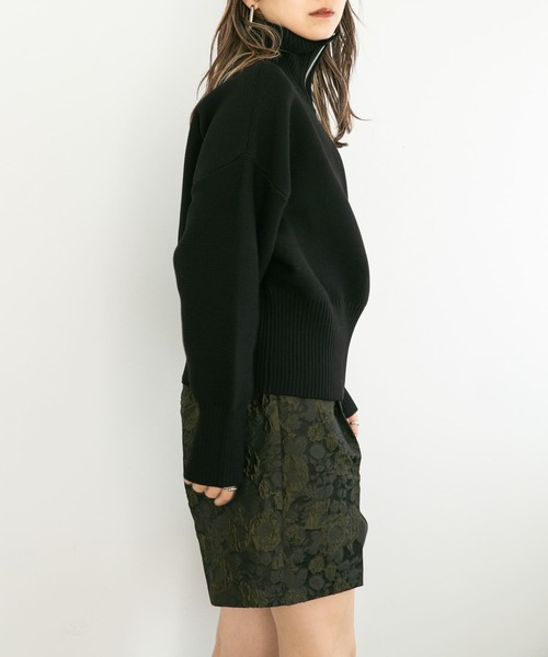 KBF（ケイビーエフ）の「ハーフZIPニットプルオーバー（ニット/セーター・レディース・オレンジ/アイボリー/ブラック・ONE）」の5枚目の写真