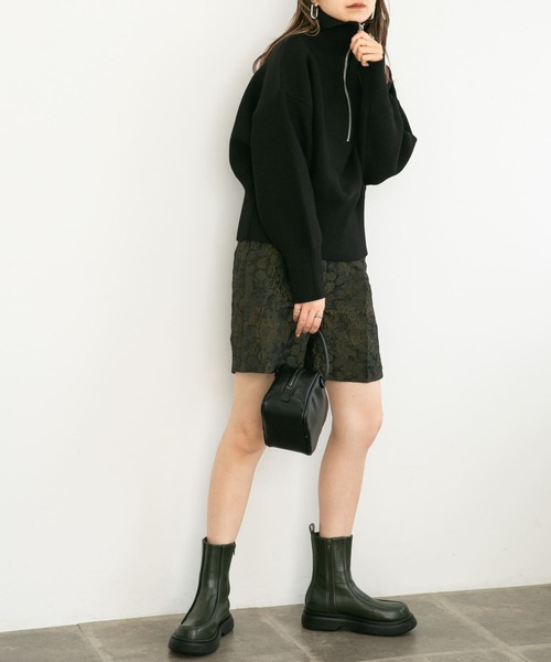 KBF（ケイビーエフ）の「ハーフZIPニットプルオーバー（ニット/セーター・レディース・オレンジ/アイボリー/ブラック・ONE）」の7枚目の写真