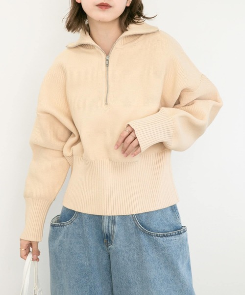 KBF（ケイビーエフ）の「ハーフZIPニットプルオーバー（ニット/セーター・レディース・オレンジ/アイボリー/ブラック・ONE）」の17枚目の写真