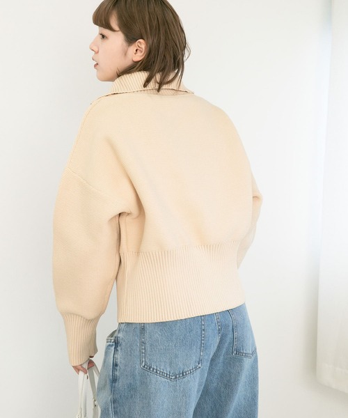 KBF（ケイビーエフ）の「ハーフZIPニットプルオーバー（ニット/セーター・レディース・オレンジ/アイボリー/ブラック・ONE）」の19枚目の写真