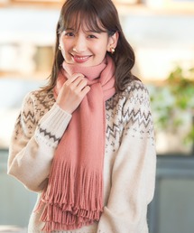 Sugarbunnies ニットマフラー ピンク 花モチーフ付きピンクニットマフラー - メルカリ