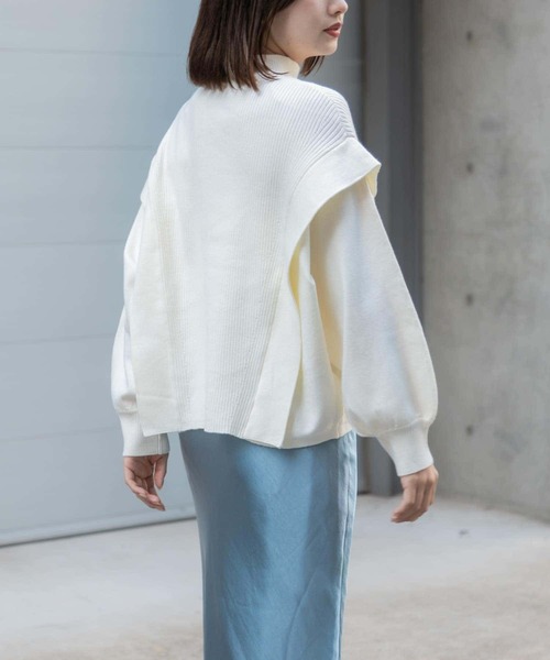 SENSE OF PLACE by URBAN RESEARCH（センスオブプレイスバイアーバンリサーチ）の「ストレッチショルダータックセーター（ニット/セーター・レディース・オフホワイト/ブラック/オレンジ/グレー/ライトブルー・ONE）」の17枚目の写真