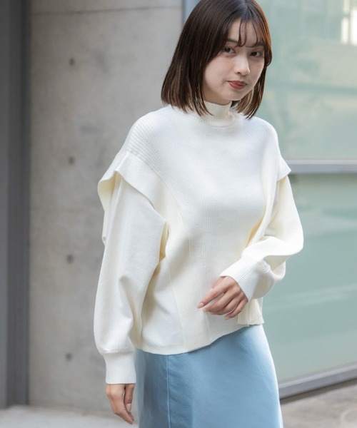 SENSE OF PLACE by URBAN RESEARCH（センスオブプレイスバイアーバンリサーチ）の「ストレッチショルダータックセーター（ニット/セーター・レディース・オフホワイト/ブラック/オレンジ/グレー/ライトブルー・ONE）」の20枚目の写真