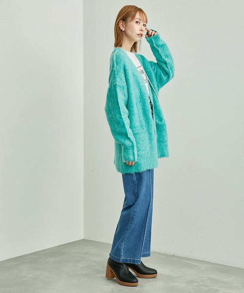 ROPE' PICNIC（ロペピクニック）の「シャギーニットカーディガン（カーディガン/ボレロ・レディース・チャコールグレー/キナリ/グリーン系その他・38）」の14枚目の写真