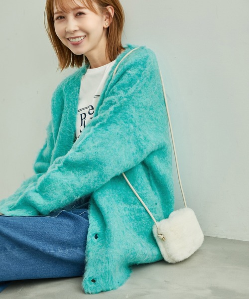 ROPE' PICNIC（ロペピクニック）の「シャギーニットカーディガン（カーディガン/ボレロ・レディース・チャコールグレー/キナリ/グリーン系その他・38）」の15枚目の写真