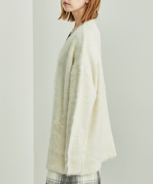 ROPE' PICNIC（ロペピクニック）の「シャギーニットカーディガン（カーディガン/ボレロ・レディース・チャコールグレー/キナリ/グリーン系その他・38）」の17枚目の写真