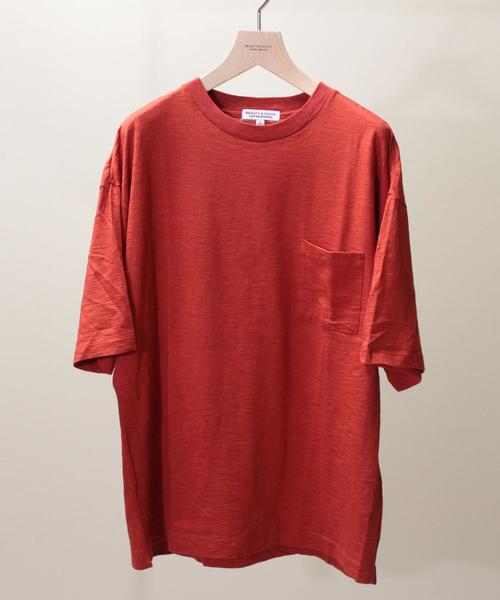 BEAUTY&YOUTH UNITED ARROWS（ビューティーアンドユースユナイテッドアローズ）の「【WEB限定】by ∴ エアスラブ ワイドクルーネック ハーフスリーブ カットソー MADE IN JAPAN◆（Tシャツ/カットソー・メンズ・ホワイト/ネイビー/コバルトブルー/レッド・MEDIUM/SMALL/LARGE）」の4枚目の写真