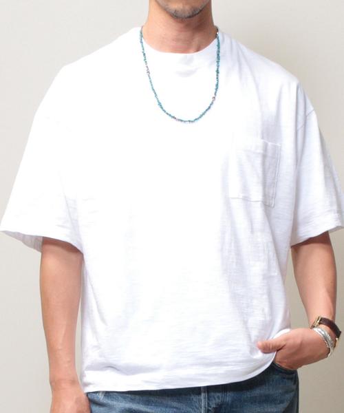 BEAUTY&YOUTH UNITED ARROWS（ビューティーアンドユースユナイテッドアローズ）の「【WEB限定】by ∴ エアスラブ ワイドクルーネック ハーフスリーブ カットソー MADE IN JAPAN◆（Tシャツ/カットソー・メンズ・ホワイト/ネイビー/コバルトブルー/レッド・MEDIUM/SMALL/LARGE）」の7枚目の写真