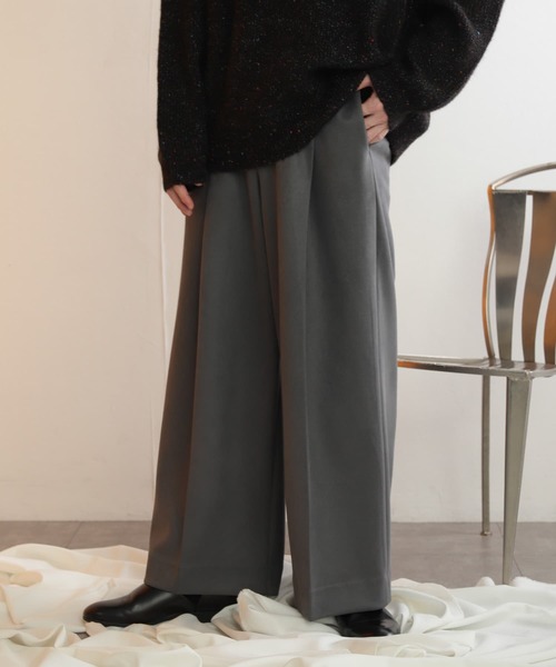 SENSE OF PLACE by URBAN RESEARCH（センスオブプレイスバイアーバンリサーチ）の「『セットアップ対応』 ツイルスエードタッチボリュームワイドパンツ（その他パンツ・メンズ・ベージュ/グレー/ブラック・LARGE/MEDIUM）」の6枚目の写真