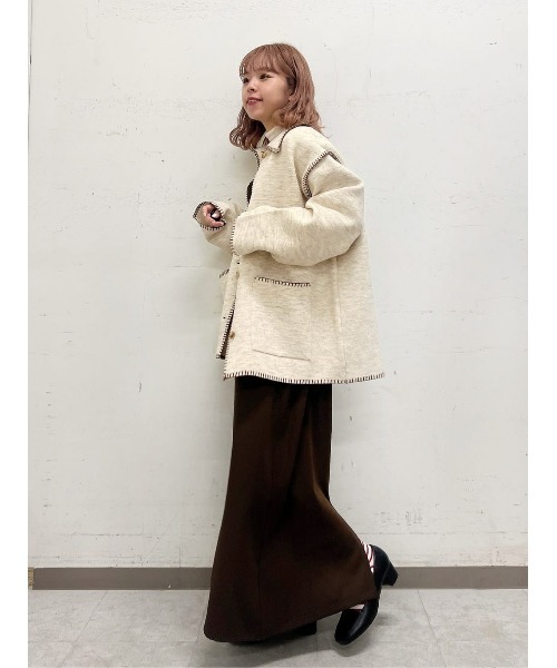 BACK NUMBER（バックナンバー）の「【BACK NUMBER】配色ステッチニットカーディガン（カーディガン/ボレロ・レディース・ブラウン/オフホワイト・M/L）」の22枚目の写真