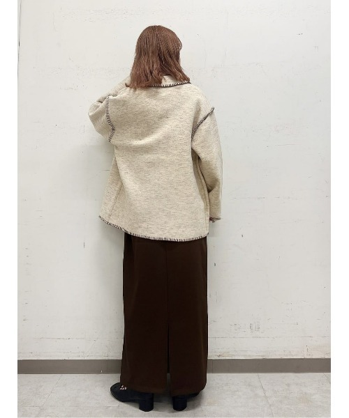 BACK NUMBER（バックナンバー）の「【BACK NUMBER】配色ステッチニットカーディガン（カーディガン/ボレロ・レディース・ブラウン/オフホワイト・M/L）」の21枚目の写真