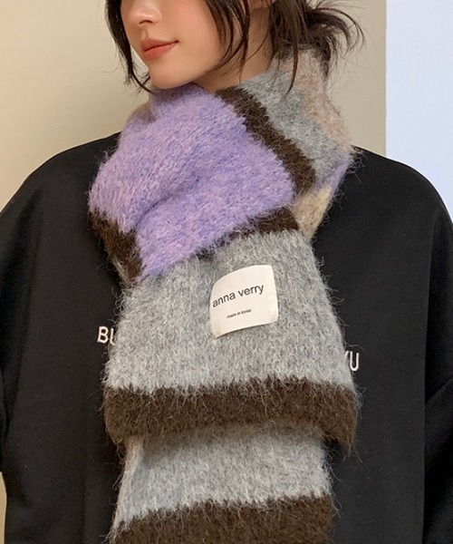 Vipoa（ヴィポア）の「モヘアライクマフラー（マフラー・レディース・ピンク/パープル/グレー/グリーン/ベージュ・FREE）」の4枚目の写真