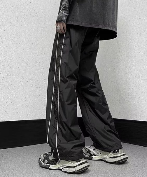 トラックパンツ・ジャージ IONSEOUL Besikeu Leather Track Pants 4JH123 セール】ジャージ スキニートラックパンツ/サイドラインパンツ