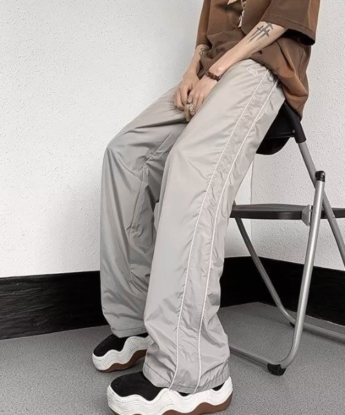 DC トレーニングパンツ サイドライン ナイロンパンツ ベージュ ジャージ f0310085-10.jpg