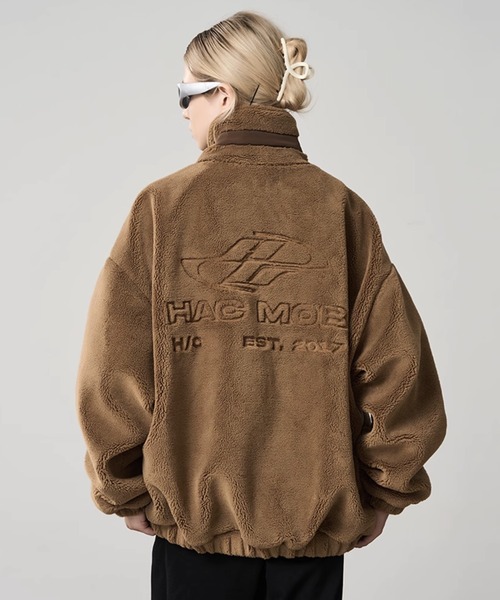 HARSH AND CRUEL(ハーシュアンドクルーエル)の「ジャガードボアフリース ハイネックブルゾン オーバーサイズ ユニセックス HC23W7OT06【Harsh and Cruel】(ブルゾン・メンズ・アイボリー/ブラウン・M/XL/L)」の19枚目の写真